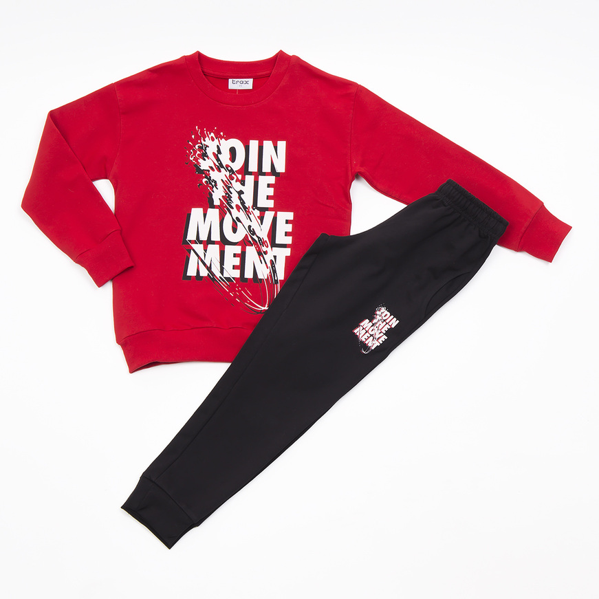 TRAX seasonal tracksuit set in red with embossed print.