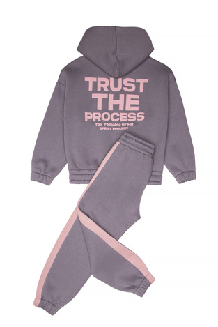 SPRINT tracksuit set with hood in gray color.