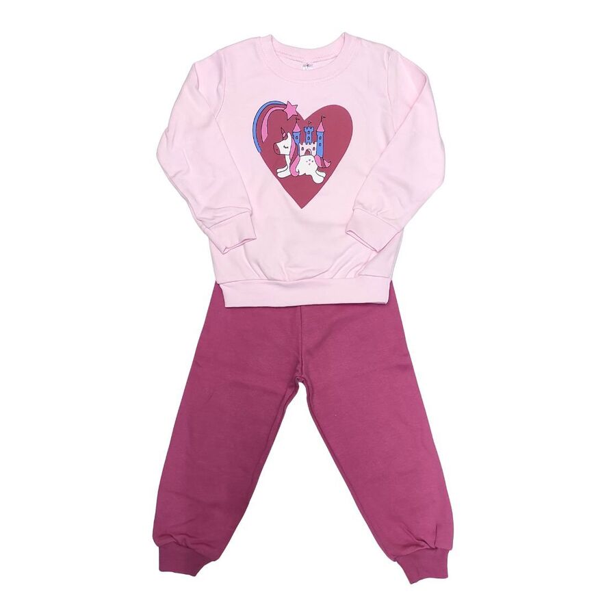 Πιτζάμα DREAMS σε χρώμα ροζ με ανάγλυφο τύπωμα μονόκερου.