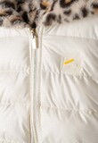 Μπουφάν-γουνάκι ΕΒΙΤΑ διπλής όψεως σε εκρού χρώμα με animal print.