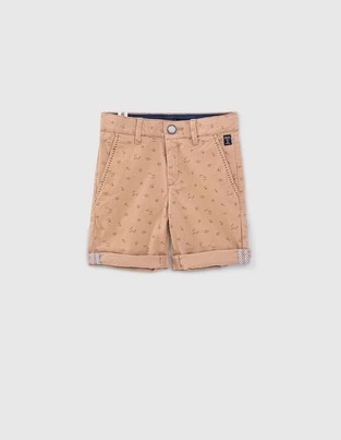 IKKS bermuda shorts in beige color with all over print.