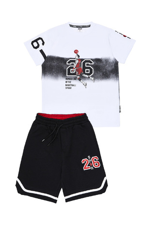 Σετ μπλούζα με βερμούδα Sprint σε λευκό με μαύρο χρώμα.