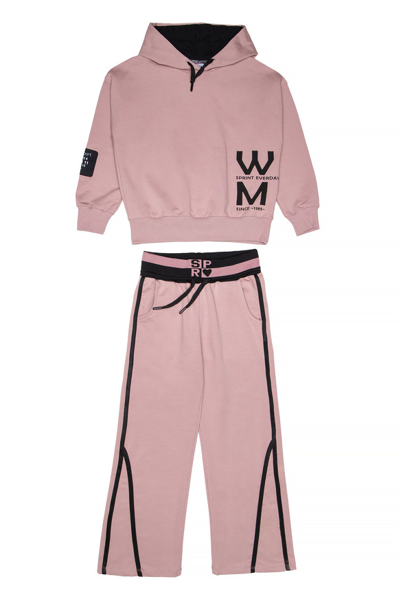 Σετ φόρμας SPRINT με ενσωματωμένη κουκούλα σε χρώμα ροζ. 