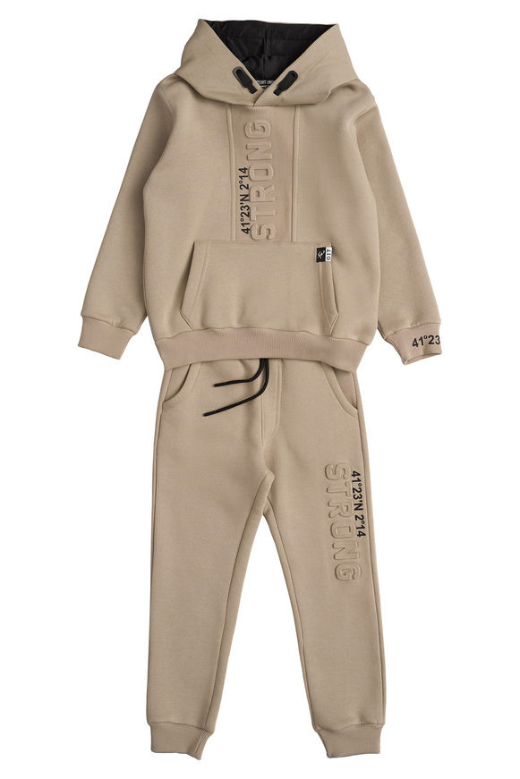 SPRINT tracksuit set in beige color with hood.