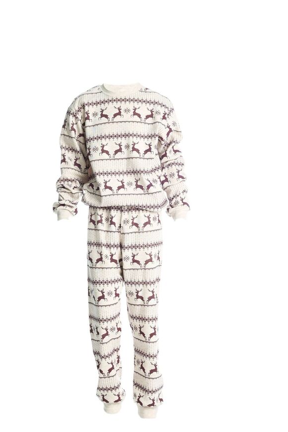 DREAMS pajamas in beige color with reindeer pattern.