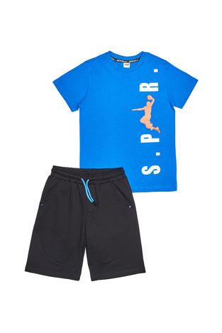 SPRINT shorts set in roux blue with "S P R I N T" logo.