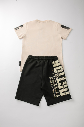 SPRINT shorts set in beige color with embossed print.