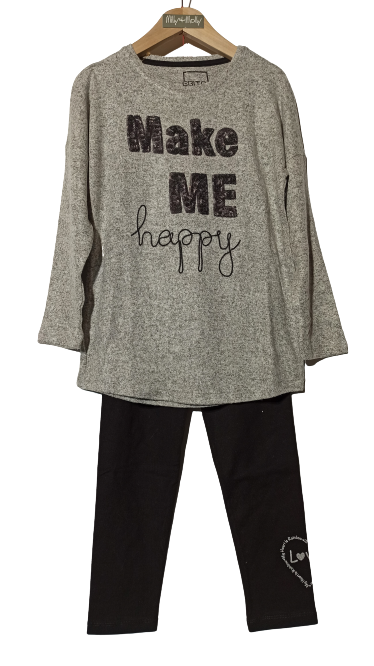 EBITA leggings set, blouse in gray melange color and leggings with elastic in the waist.