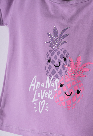 EBITA set of capri leggings in lilac color with pineapple print.