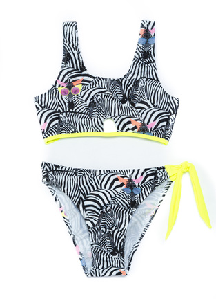 TORTUE bikini swimsuit in black and white color with animal print.