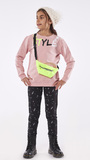 Set of EBITA sweatpants in pink color with matching waist bag.