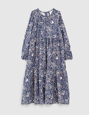 Φόρεμα maxi IKKS σε μπλε χρώμα με floral print.