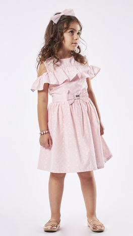 EBITA sleeveless dress in pink color with embossed design.