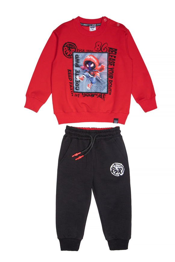 Σετ φόρμας Sprint με στρογγυλή λαιμόκοψη σε κόκκινο-μαύρο χρώμα.