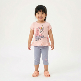 TRAX leggings set in light pink and lilac.