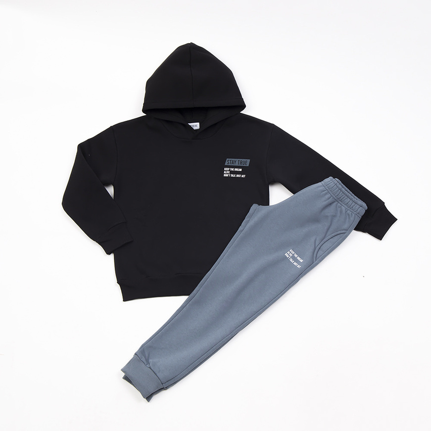 TRAX tracksuit set in black with hood.