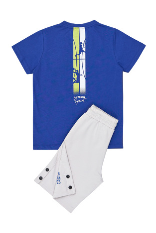 Sprint blouse and bermuda shorts set in royal blue with ecru color.