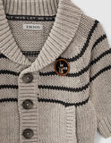 IKKS knitted cardigan in gray color with striped details.