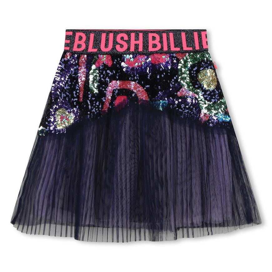 BILLIEBLUSH dark blue tulle skirt decorated with sequins.