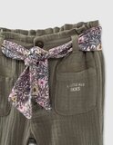 IKKS fabric pants in khaki color with belt.