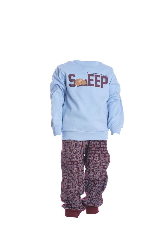 DREAMS pajama in siel with "SLEEP" print.