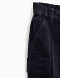 IKKS trousers in blue velvet cotton stretch fabric.