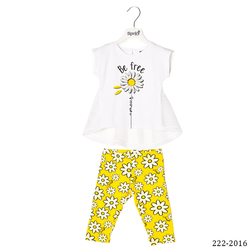 Set of SPRINT leggings, blouse with perforated fabric and leggings with flowers.