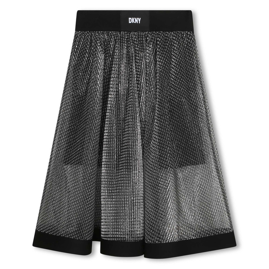 D.K.N.Y skirt in black color with metallic outer lining.