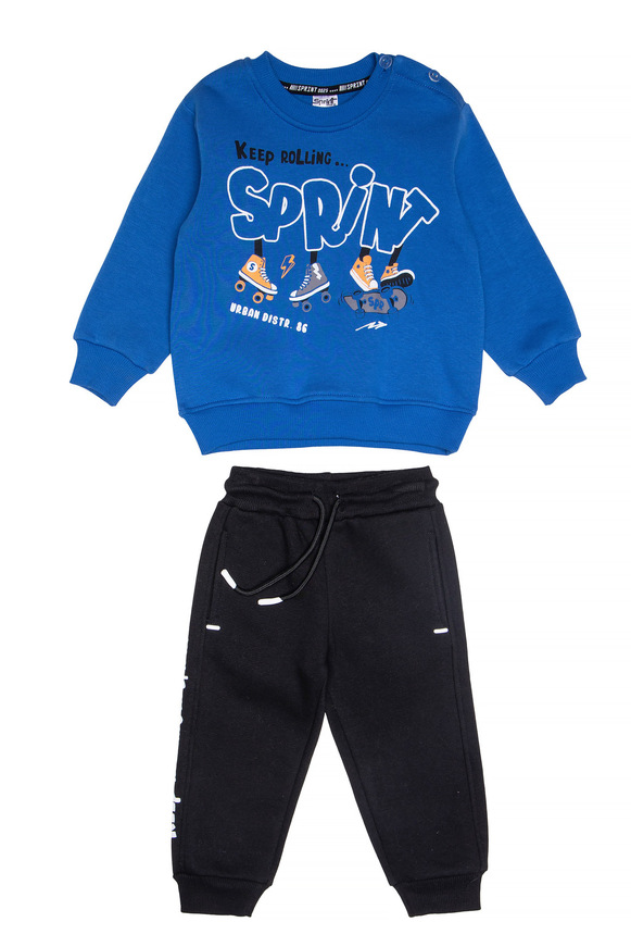 Σετ φόρμα SPRINT με στρογγυλή λαιμόκοψη σε ρουά με μαύρο χρώμα.