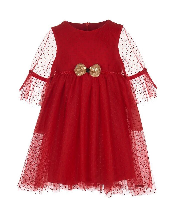 MARASIL cotton dress with tulle transparency.