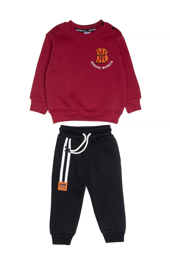 Σετ φόρμας SPRINT με στρογγυλή λαιμόκοψη σε μπορντό-μαύρο χρώμα.