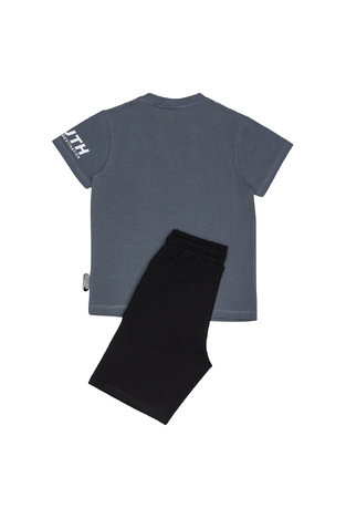 SPRINT blouse and bermuda shorts set in charcoal gray-black.