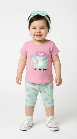 Σετ κολάν TRAX σε χρώμα ροζ με τιρκουάζ και ασορτί κορδέλα μαλλιών.