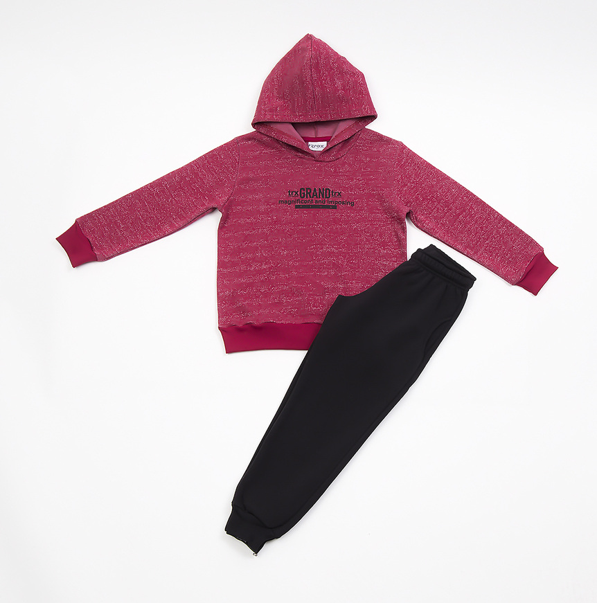 TRAX tracksuit set, burgundy hoodie and sweatpants with elasticated waist.