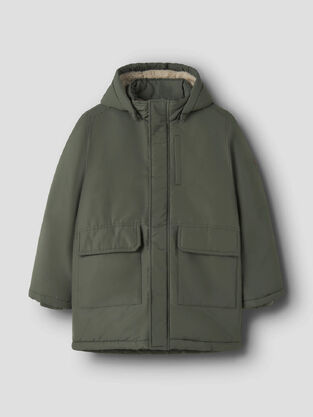 NAME IT parka jacket in khaki color.