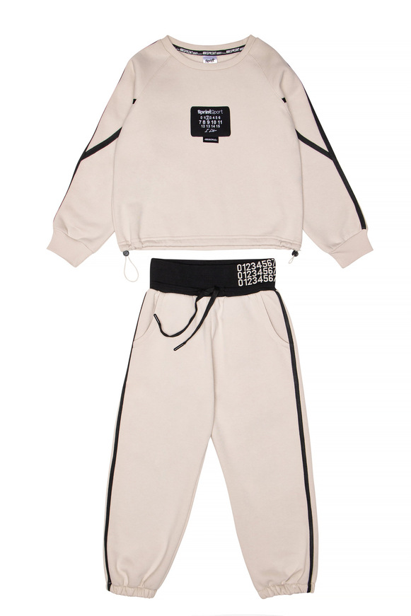 Σετ φόρμας SPRINT με στρογγυλή λαιμόκοψη σε χρώμα εκρού. 