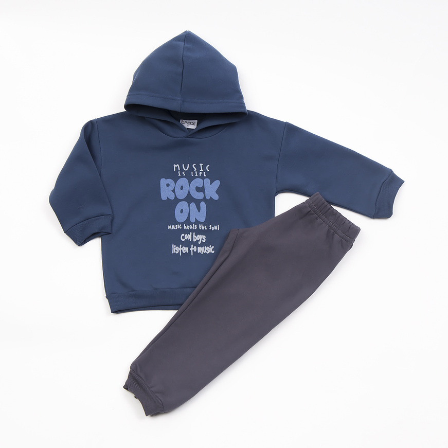 TRAX tracksuit set in indigo blue with hood.
