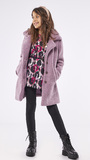 EVITA fur coat in lilac color.
