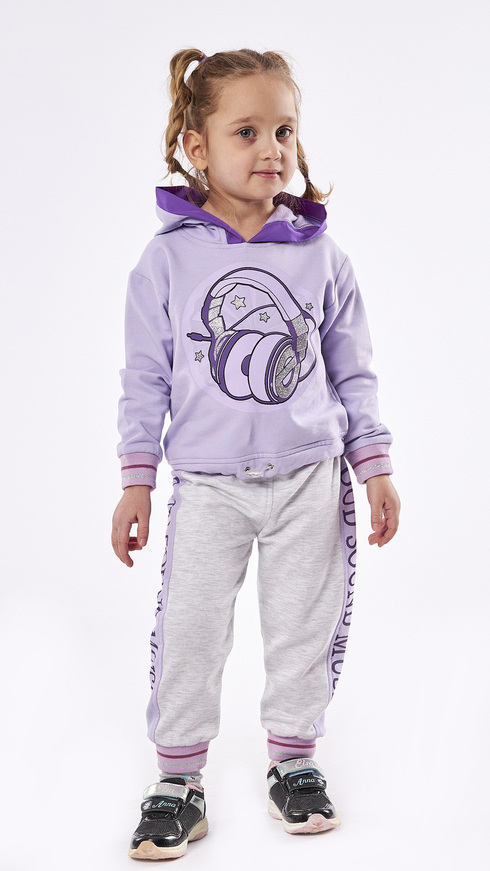 EBITA suit set in lilac color with glitter and headphones design.