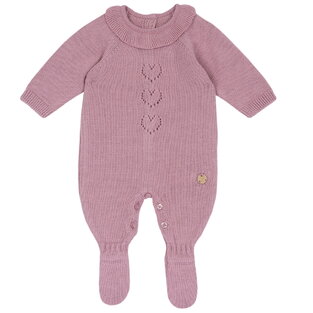 CHICCO knitted bodysuit in dark pink color with hearts.