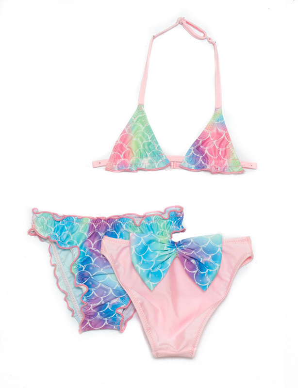 TORTUE bikini swimsuit with mermaid print with two briefs.
