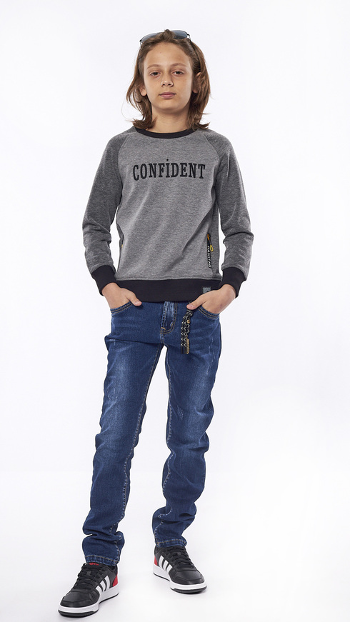 HASHTAG sweatshirt in gray melange color with embroidered letters.