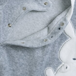 CHICCO velor jumpsuit in gray melange color with embossed bunny print.