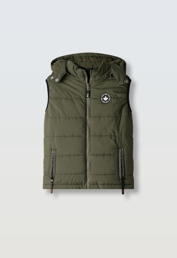 Μπουφάν αμάνικο HASHTAG σε χακί χρώμα.