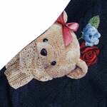 Φόρεμα φούτερ LAPIN HOUSE σε μπλε σκούρο χρώμα με τύπωμα αρκουδάκια και πλεκτή όψη.