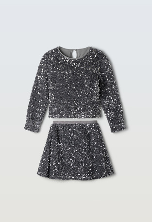 EBITA skirt set in gray color with sequins.