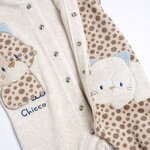 CHICCO velor bodysuit in beige color with animal print.