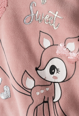 EBITA set of velor leggings in pink with embossed deer print.