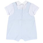 CHICCO bodysuit in siel color with dungarees pattern.