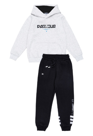 SPRINT tracksuit set in light gray with black.